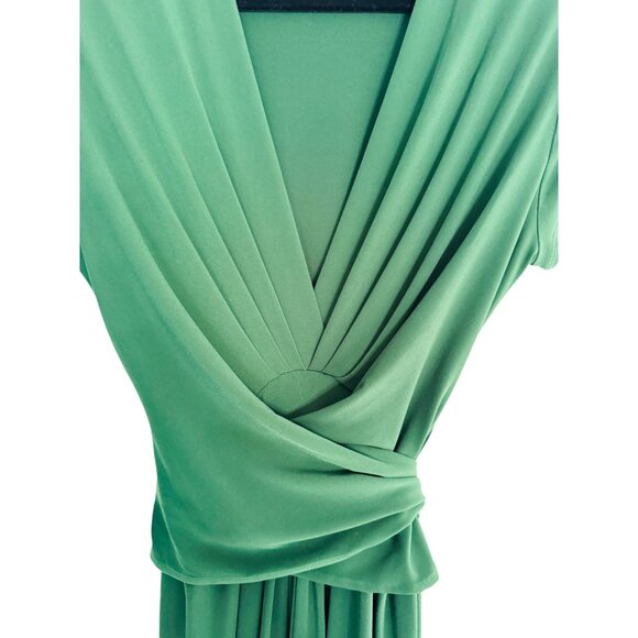 Michael Kors 10 Green Pleated V-Neck Wrap Maxi Dress - Picture 5 of 16